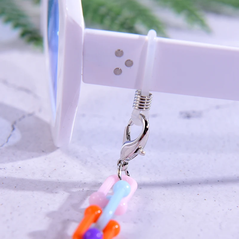 Радужная акриловая U образная цепочка для очков шнурок женская летняя на шею