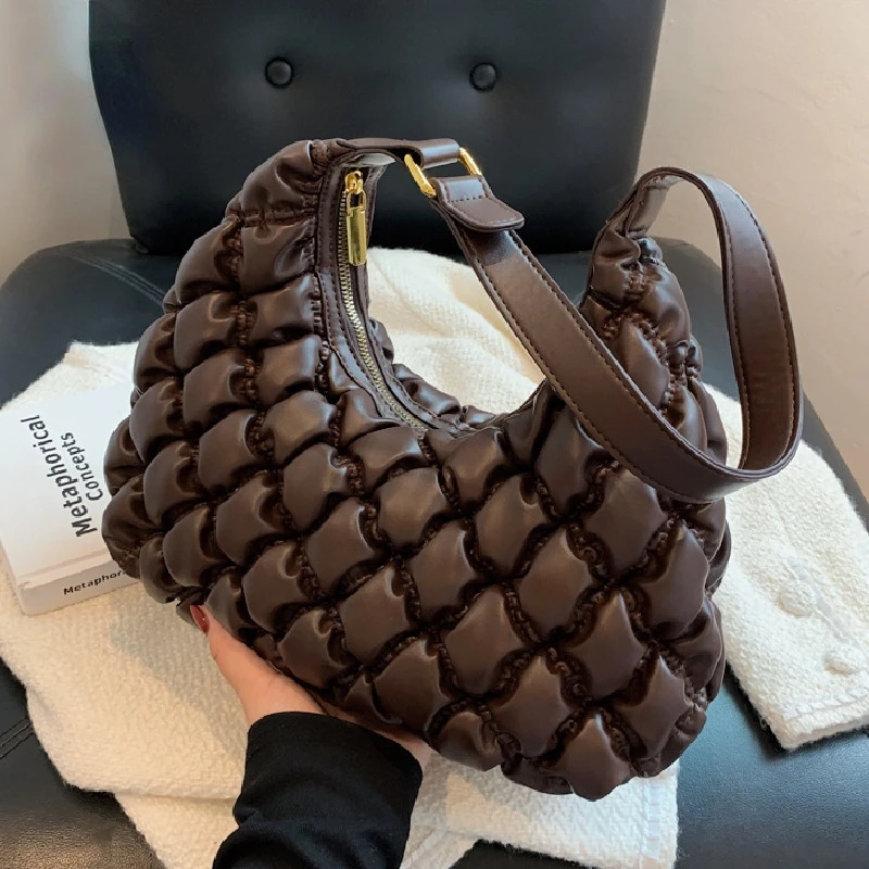 

Модная однотонная сумка для женщин, Высококачественная сумка через плечо из искусственной кожи, новинка 2022, роскошные дизайнерские плиссир...