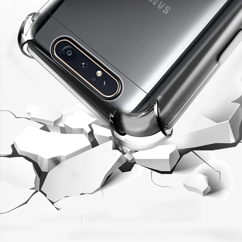 High Qualtiy Soft Transparent Phone Case for Samsung Galaxy A80 A90 5G Capa Luxury Airbag Shockproof Silicone Back Cover Housing