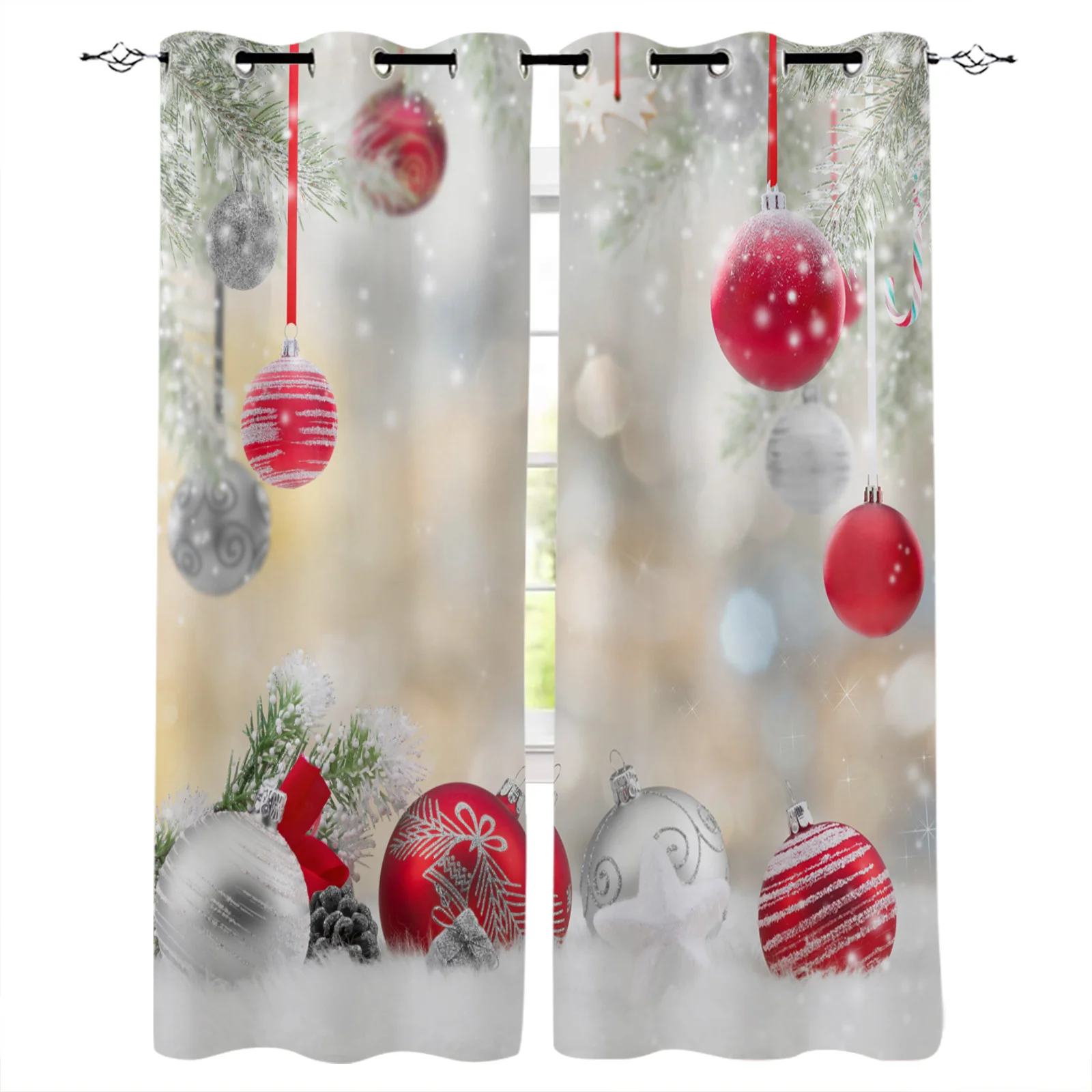

Рождественский Колокольчик для гостиной, детской спальни, декоративные оконные шторы, занавески, кухонные шторы