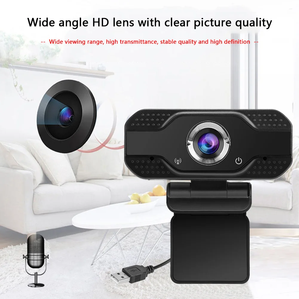 

2MP 1080P HD Computer PC USB 2.0 Webcam Live Online Conference Teaching Portable Web Camera for Windows with Microphone