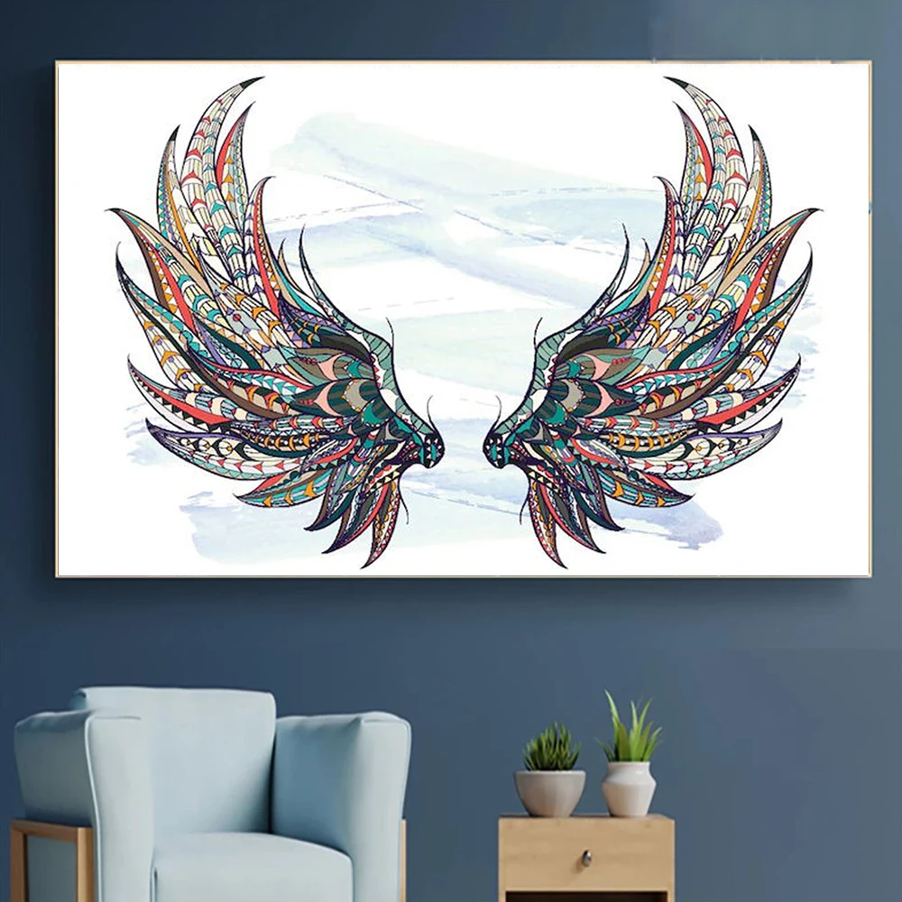 Красочные узорные Крылья Ангела настенные художественные плакаты принты