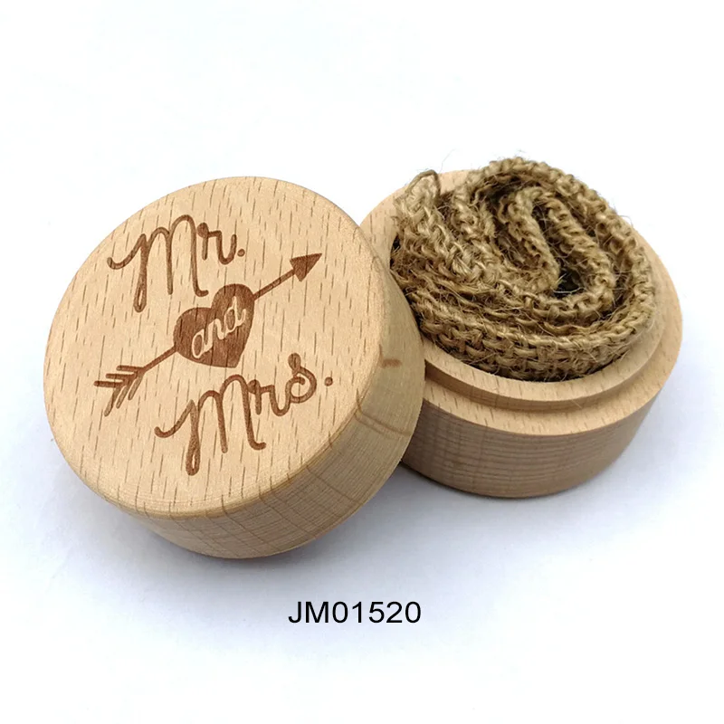 JM01520 DIY ручной работы винтажный свадебный Декор круглые кейсы для хранения бижутерии 5,2*4,2 см ожерелье серьги контейнер 1 шт деревянная коробочка для колец - Цвет: JM01520