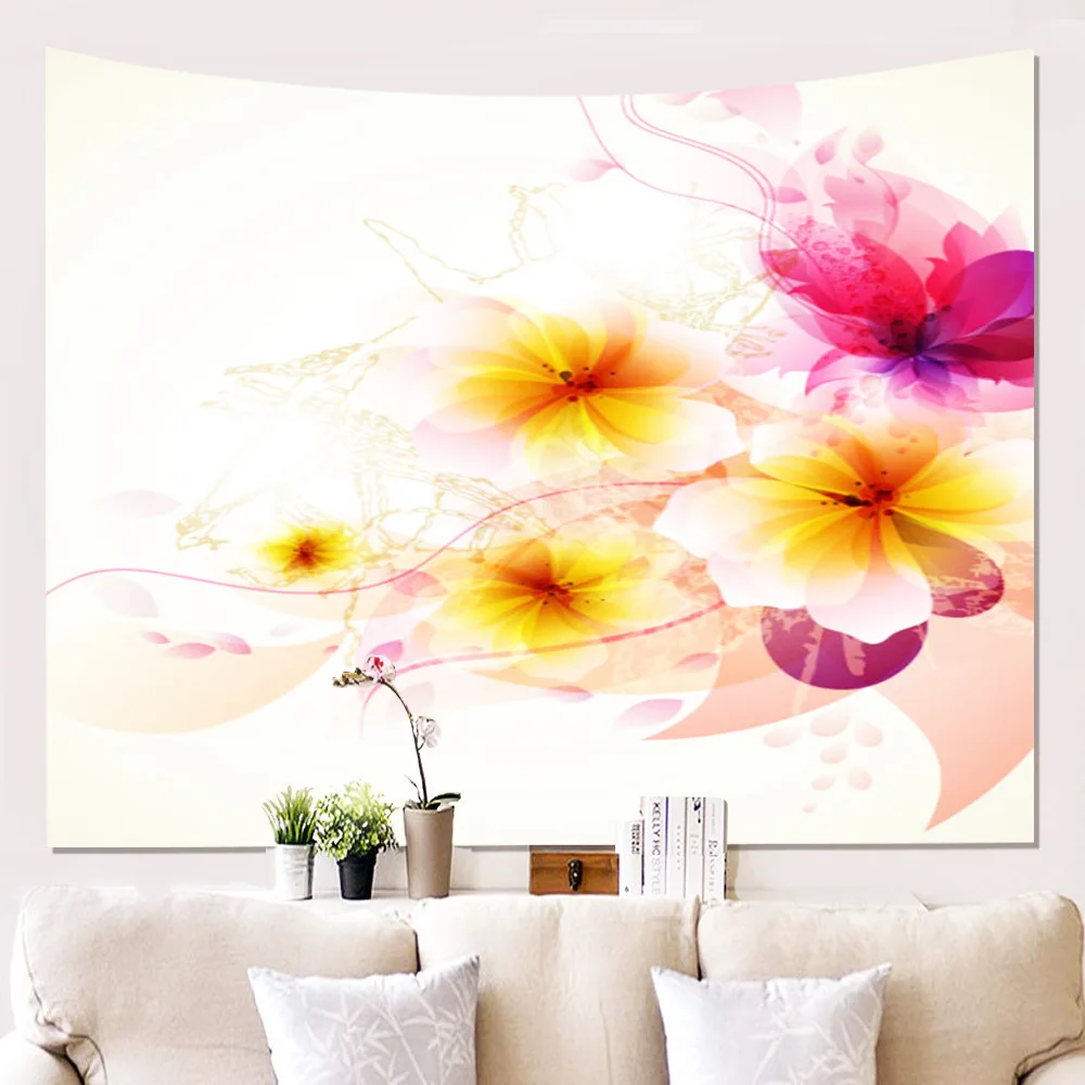 

Настенный гобелен, подвесной цветочный узор, Полиэстеровая ткань, гостиная, Настенный декор, гобелены, тканые настенные украшения для дома