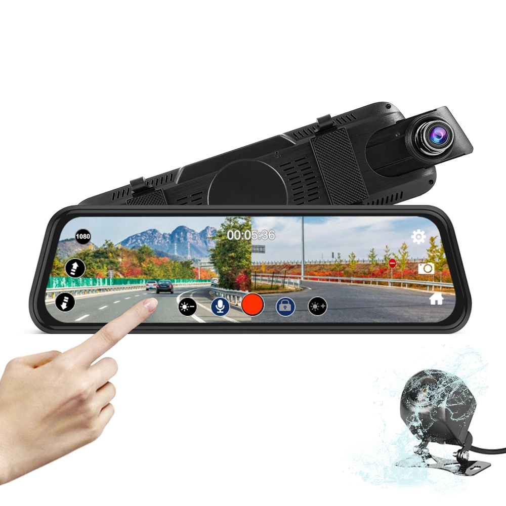Willkey 1" сенсорный экран 1080P Автомобильный видеорегистратор Dash камера с двойным объективом авто камера видео рекордер зеркало заднего вида с реальной камерой обзора