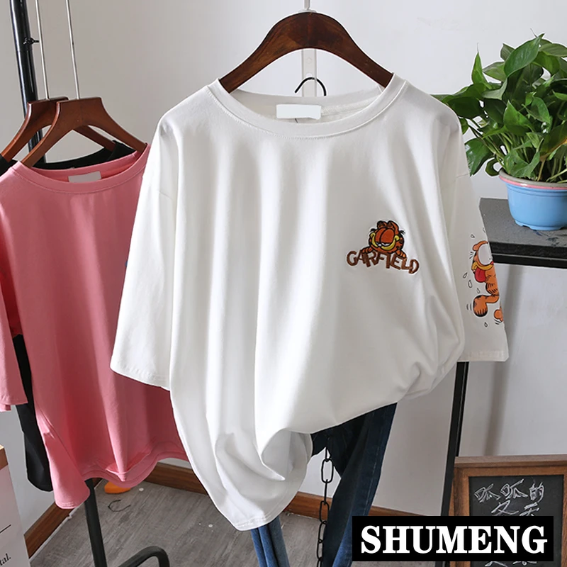 Футболка женская с коротким рукавом свободная повседневная хлопковая майка