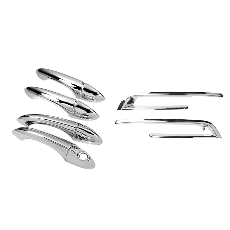 

2 Set Car Accessories: 1 Set Car Triple Chrome Door Handle Cover Trim & 1 Set Car Front Fog Lamp Frame Decoration Cover