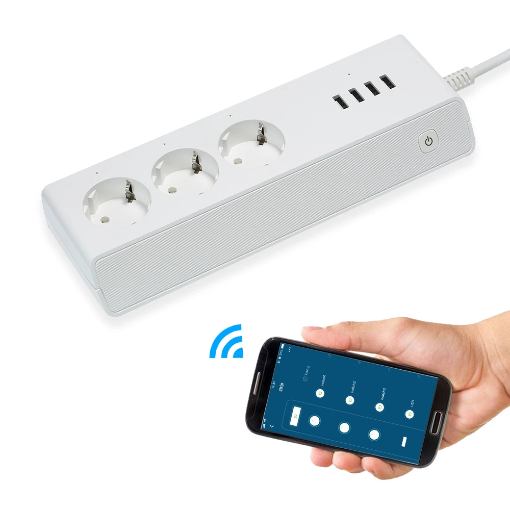 Умная розетка с таймером и Wi-Fi умный удлинитель 3 розетками переменного тока 4