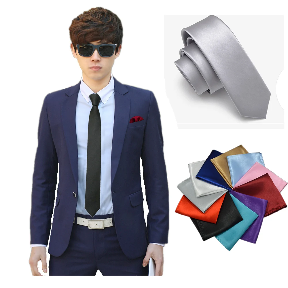 

Suit Mens Narrow Arrow Skinny Necktie Slim Black Tie 5cm Handkerchief Towel Accessories Simplicity Party Formal Ties