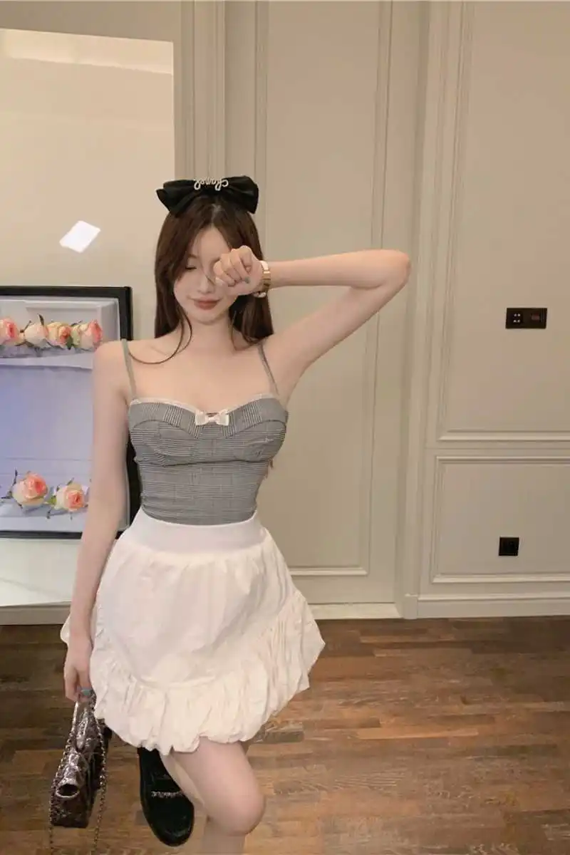 

Women 2021 Sexy Two Piece Crop Top And Skirt Set Skirts Pink Gothic Harajuku Cute Mini Student outfit Sexy Office Suit clothes