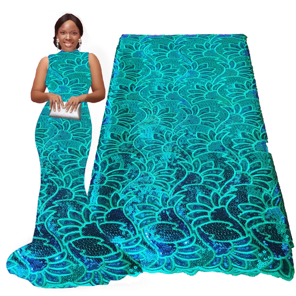 

African Lace Sequins Fabric 5 yards 2020 Net Lace Material African Net Lace Fabric Fabric Wine White Blue Nigerian Lace Fabrics