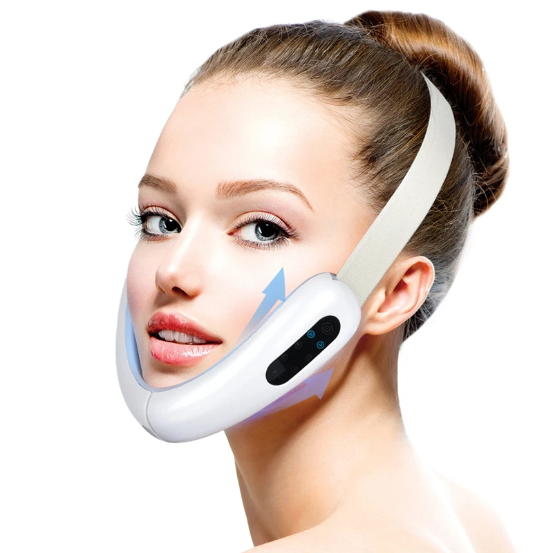 

Facial Massager V-Line Lift Up Belt Chin Lift Belt Machine Red Light Blue Light LED Face Slimming Vibration Massager Face Liftin