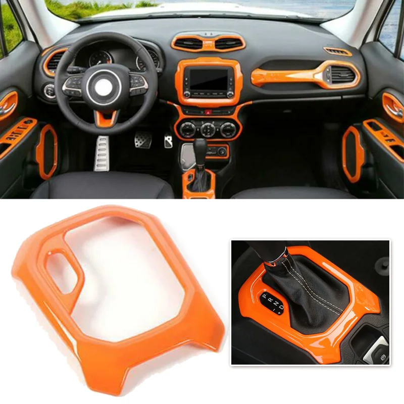 

Car Gear shift trim Control Decal Interior Central For Jeep Renegade 2016-2019 Orange 1pc