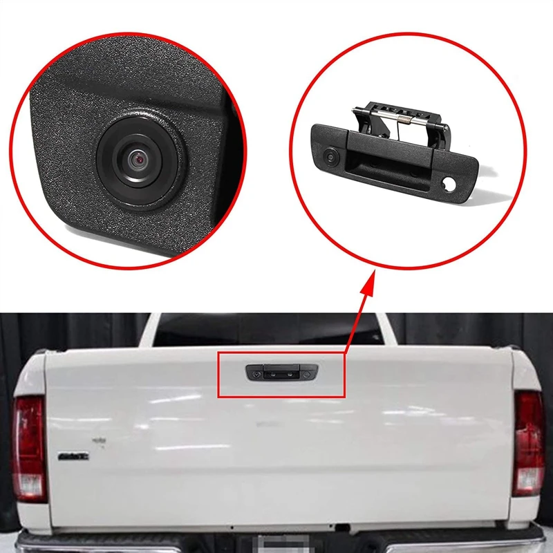 

Tailgate Handle Backup Rear View Camera for Dodge Ram 1500 2500 3500 2010-2017 Reverse Waterproof Backing Cameras Black