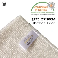 2pcs natural bamboo fiber thickened cleaning cloth kitchen scouring pad white dish towel easy to clean bathroom rags dishcloth