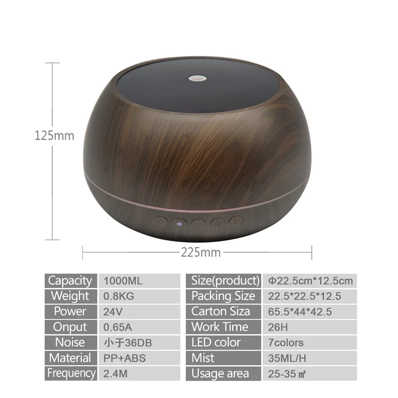 

1000ML Multimedia Anion ential Oil Diffuser With 7 Color Light Air Purify Wirel Stereo Speaker Aroma Diffuser For Home