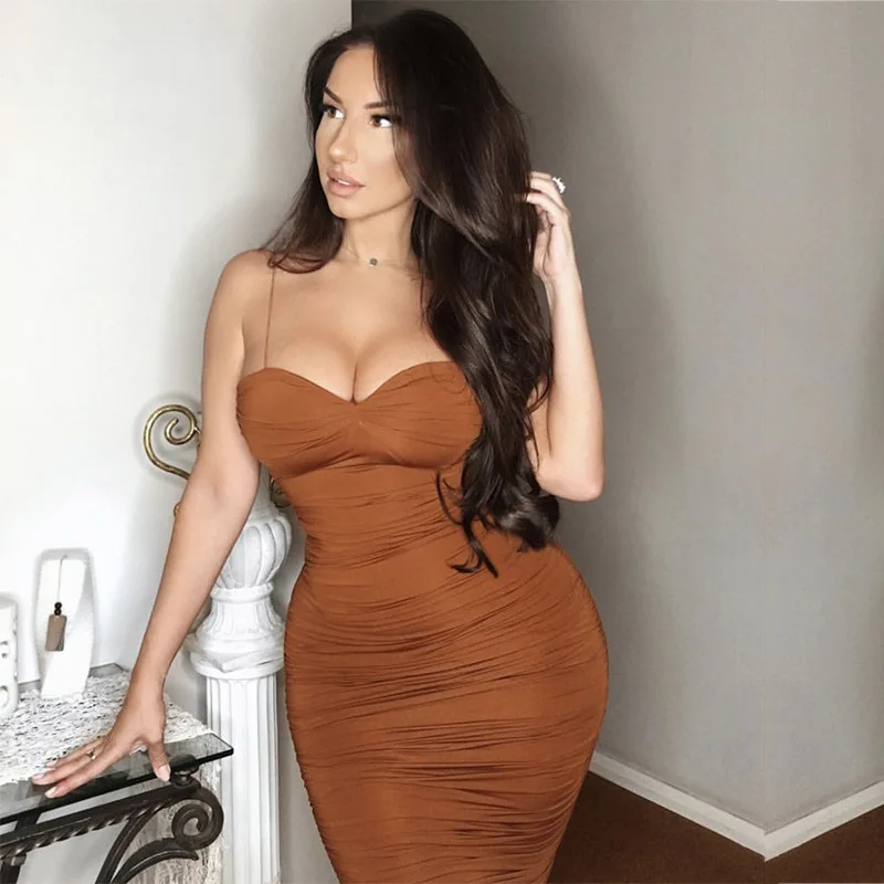 

2021 Summer Sexy Strap Midi Bodycon Slip Dress Robes For Women Sundress Designer African Clothes Corset Party Dresses Plus Size