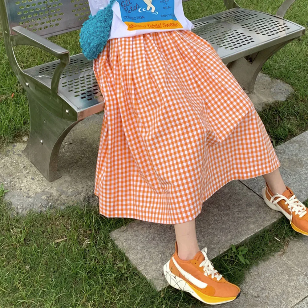 

SISHION Korean Women Sweet Plaid Skirt New 2021 Summer Fashion Loose Ladies Casual A-line Harajuku Skirt VD1964