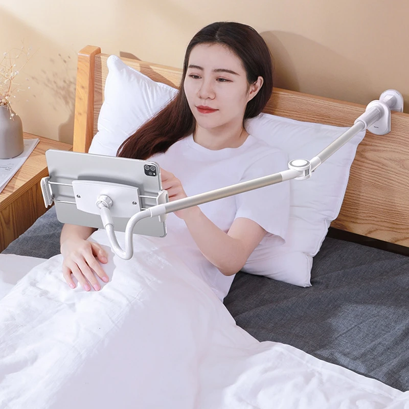 Universal Lazy Phone Tablet Tableside Bedside Clip Foldable Rotatable Long Arm Bracket 360 Degree Adjustable Stand Holder