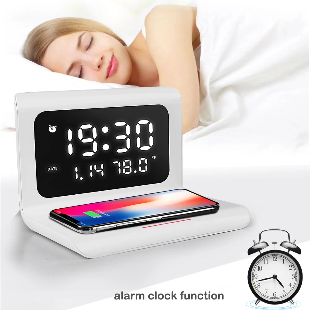 3 in 1 multi function 10w phone wireless charger led desktop clock charging calendar wireless chargers for iphone samsung huawei free global shipping