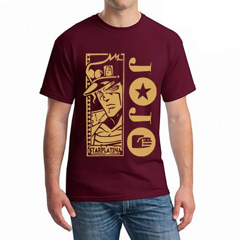 

Jojos Bizarre Adventure Printed T-shirt Men Japanese Anime Male Tshirt Short Mouw Funny T-shirts Black Tops