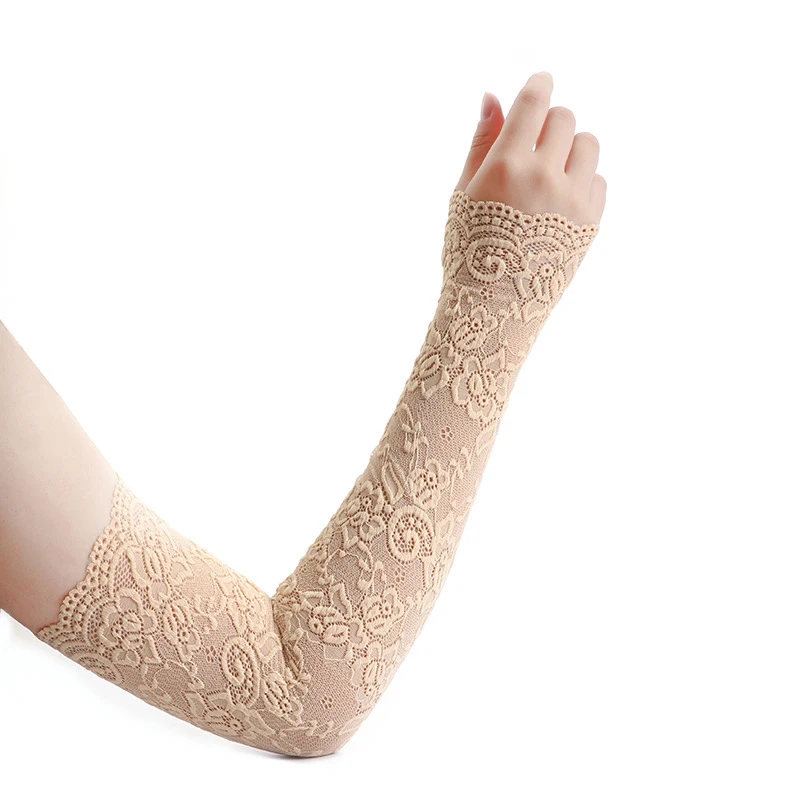 

Summer Sunscreen Lace Arm Sleeve Women Arm Cover Fashion Classic UV Protection Ice Arm Cuffs Fingerless Driving Gloves