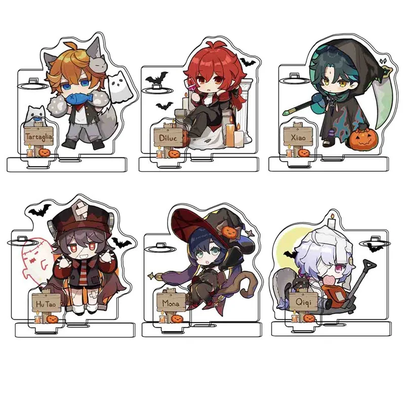 

Game Genshin Impact Figure Acrylic Stand Crad Pen Holder Xiao Diluc Venti Standing Model Desk Decor Fans Collection Prop Gift