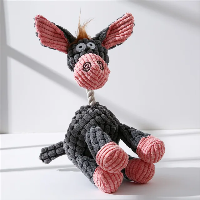 Funny Donkey Shaped Plush Dog Squeaky Toys Corduroy Small Large Dogs Interactive Bite Resistant Toy Pets Accessories Supplies 2