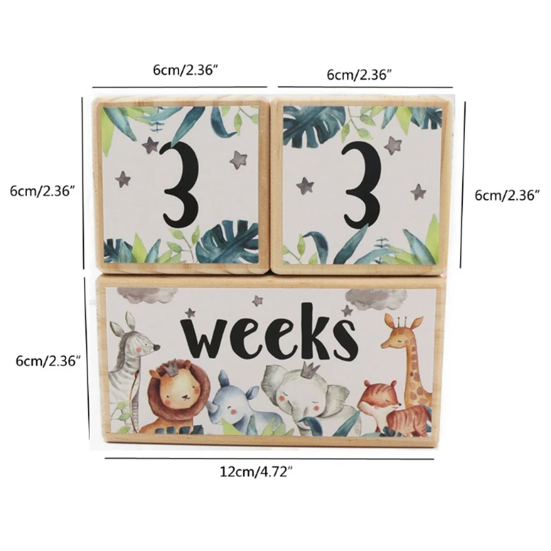 

1 Set Baby Milestone Memorial Monthly Wooden Block Photography Month Sticke Newborn Commemorative Age Card Photo Accessories