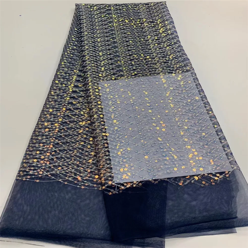 

African Lace Fabric 2021 High Quality Lace French Embroidery Sequins Tulle Lace Fabric For Party Dress