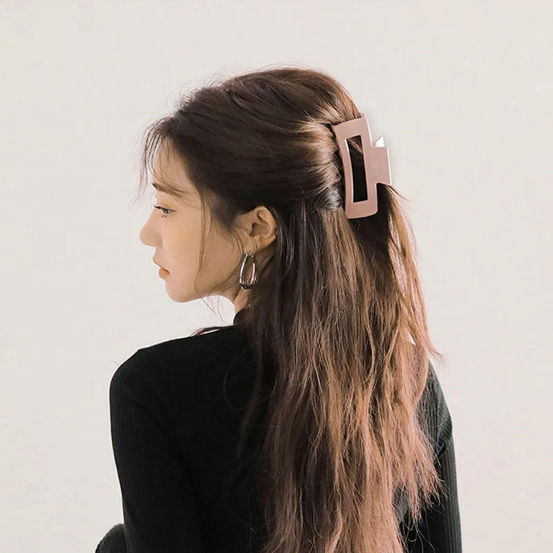 Прямоугольные заколки для волос однотонные пластиковые женские корейские