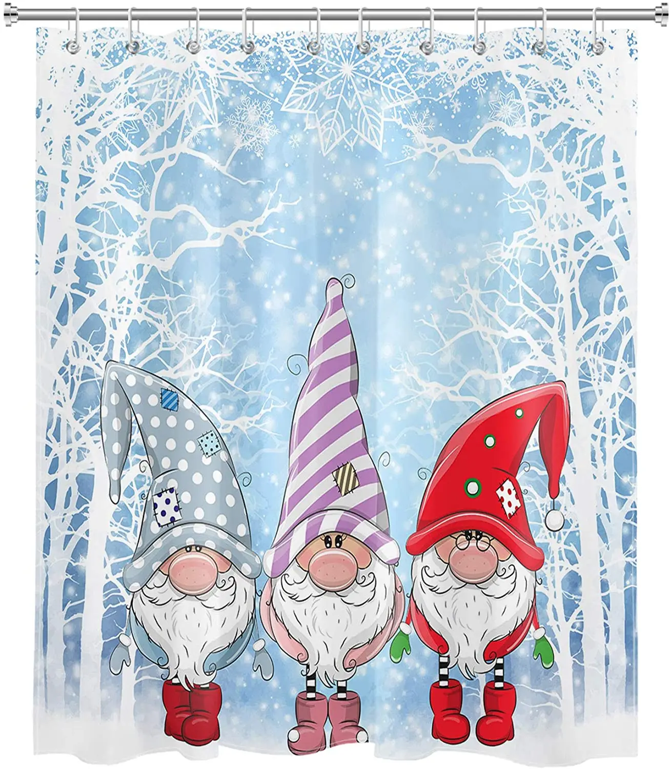 Милые рождественские гномы Зимний лес Снежинка Рождество мультфильм Санта Клаус