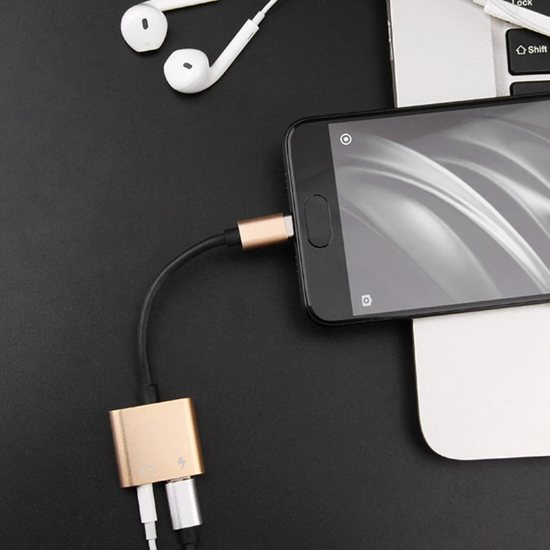 

2 в 1 переходник с Type-C на 3,5 мм для наушников/соединительное зарядное устройство, адаптер для наушников Aux Audio & Charge