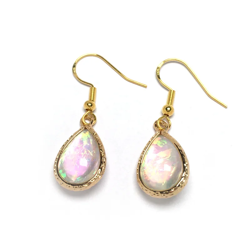 

New Natural Stone Jewelry Water Drop Shape Opal Stone Pendants Earrings Dangles Fashion Drop Earrings Women Charms Jewelry Gifts