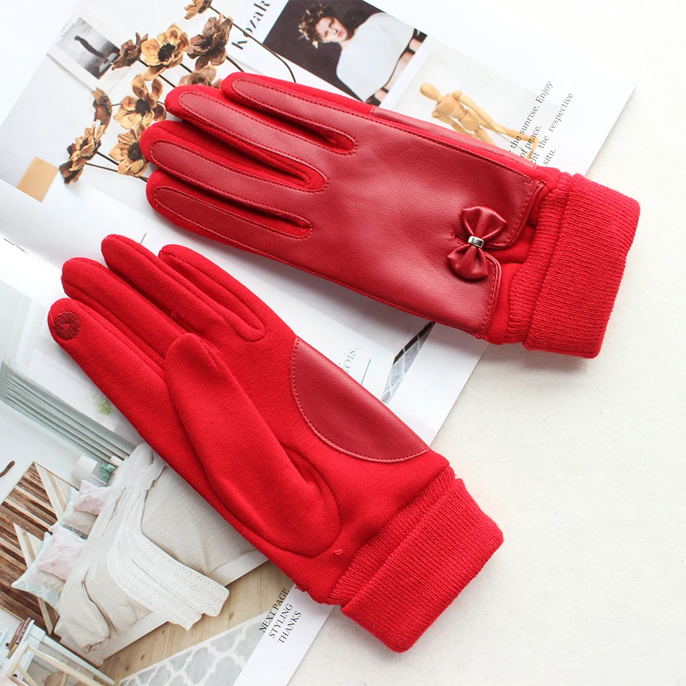 New Products Ladies Short Cotton Gloves Fashion Color Touch Screen Stitching Butterfly Festival Gloves