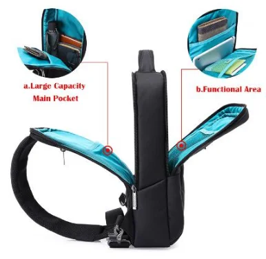 Мужская нагрудная сумка KAKA повседневные мессенджеры с USB зарядкой и защитой от