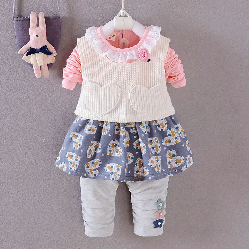 Комплекты одежды для маленьких девочек осень-весна 3 предмета детский спортивный