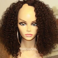 180 density kinky curly human hair u part wig small curly mongolian remy u part human hair wigs for black women