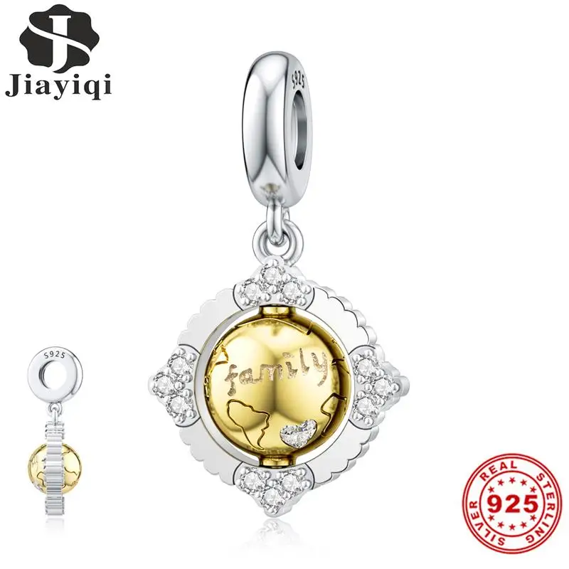 Подлинное Стерлинговое Серебро 925 пробы Подвески шикарный Глобус семья серебро