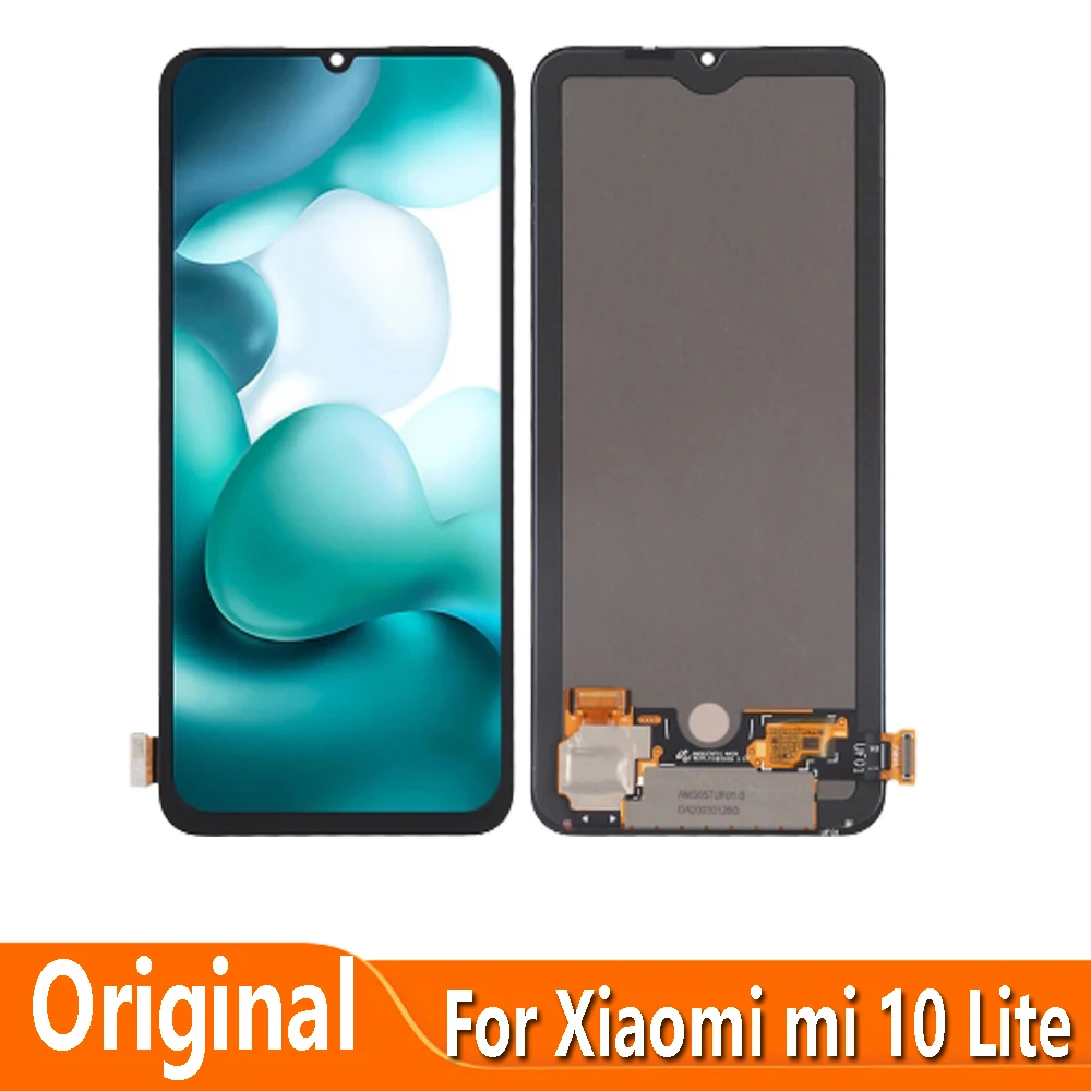 Pantalla LCD AMOLED Original de 6,57 "para Xiaoni Mi 10 Lite 10 lite 5G M2002J9G, montaje de digitalizador con pantalla t&aacute;ctil, pieza de reparaci&oacute;n-0