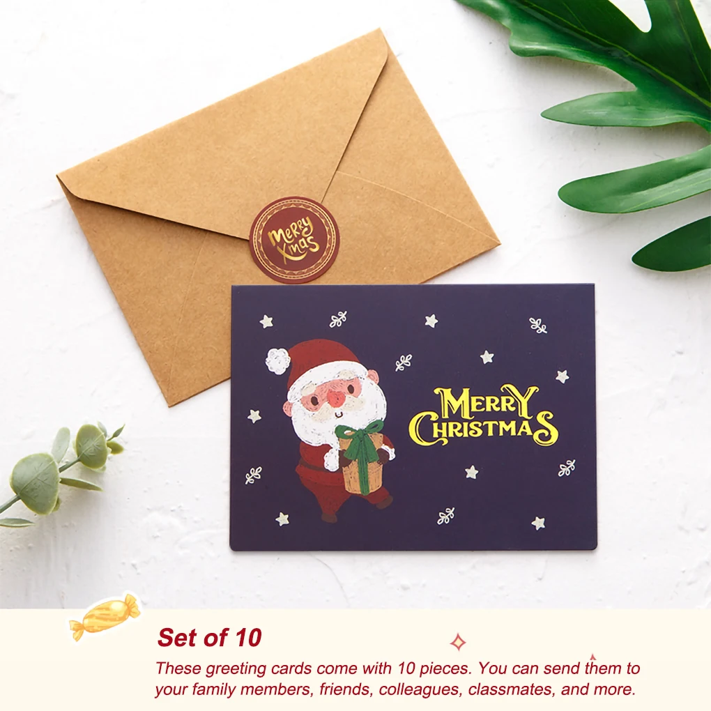 10 штук Рождественские поздравительные Мультяшные печатные бумажные открытки