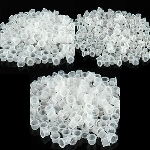 

100Pcs Small Medium Large Clear White Plastic Tattoo Ink Cups Holder Supplies