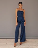 2021 womens sexy spaghetti strap green joker high waist wide leg jumpsuits solid elegant daily spring european and american new