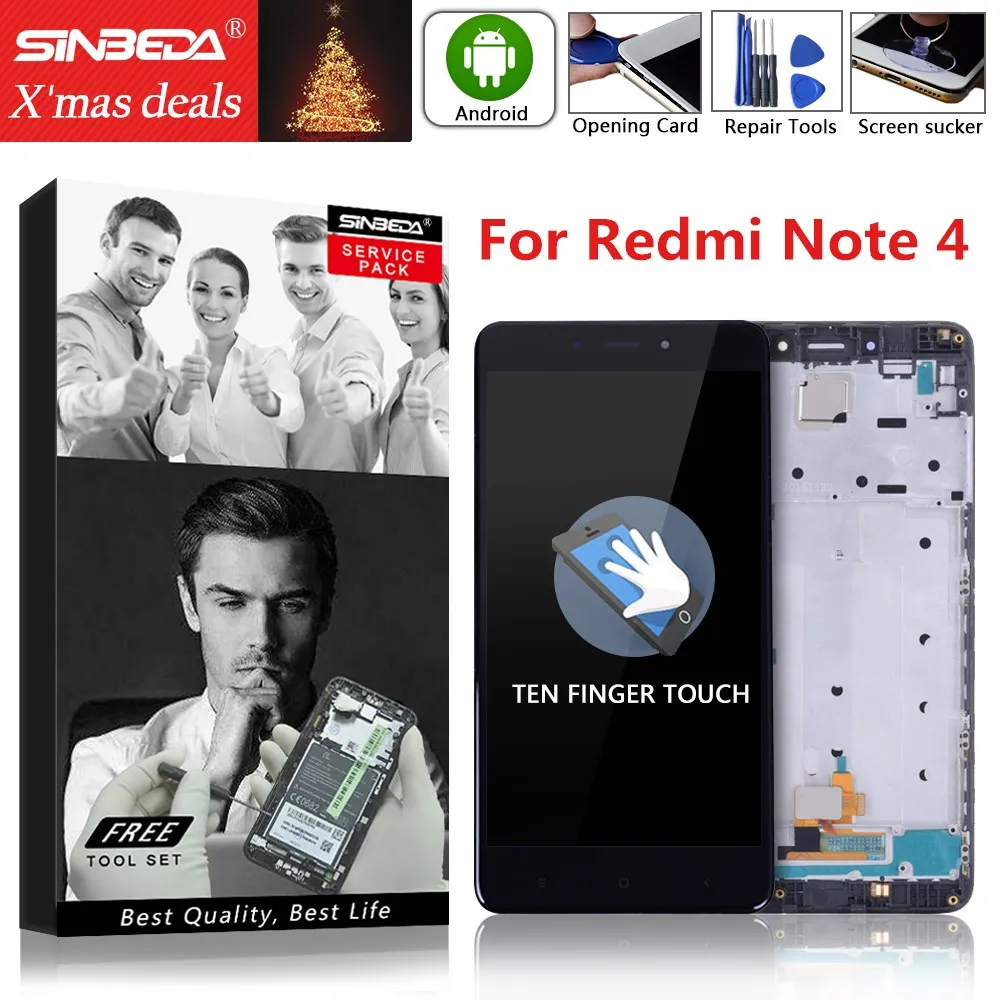 5 &quotдля xiaomi mi Red Note 4 ЖК дисплей Дисплей Сенсорный экран планшета Сенсор с рамкой