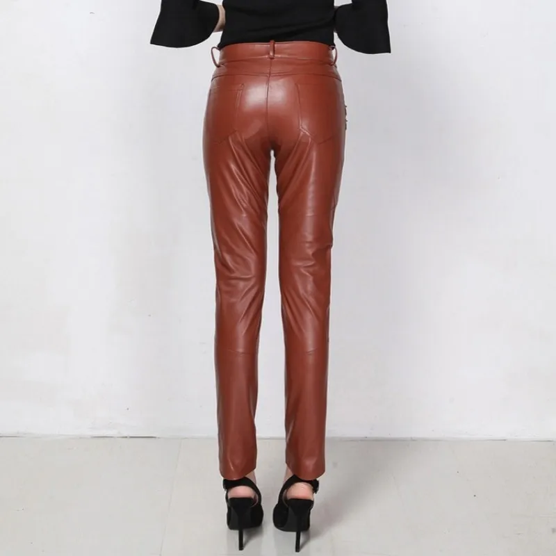 Женские Военные зеленые коричневые из натуральной овечьей кожи длинные узкие