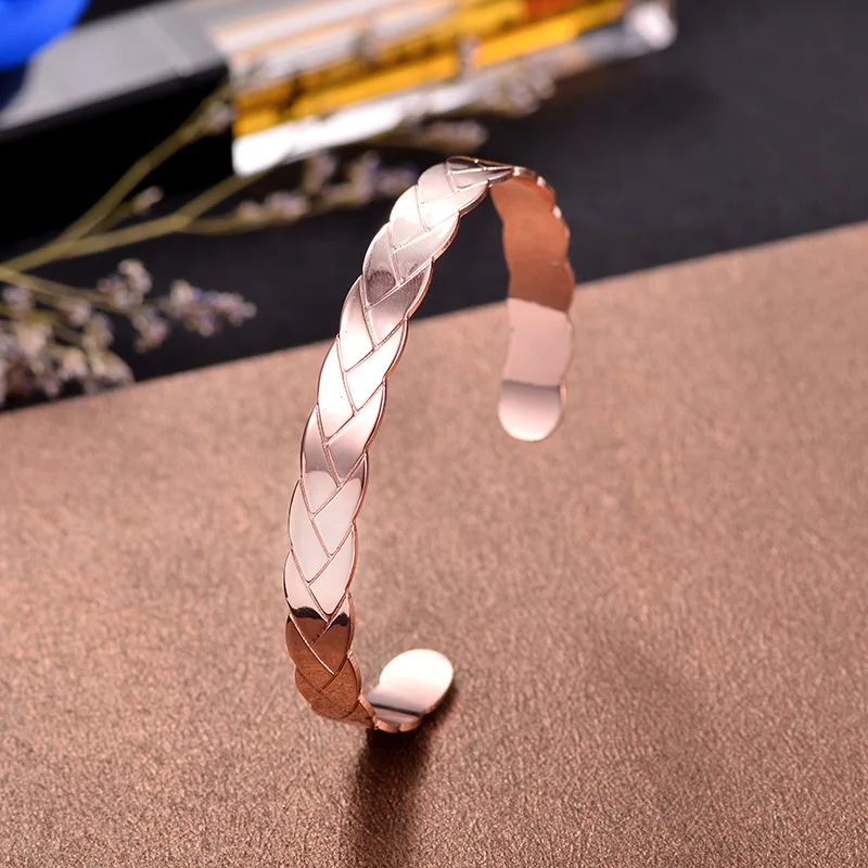 Корейская мода открытый металлический-медный c-веревочный браслет розовое