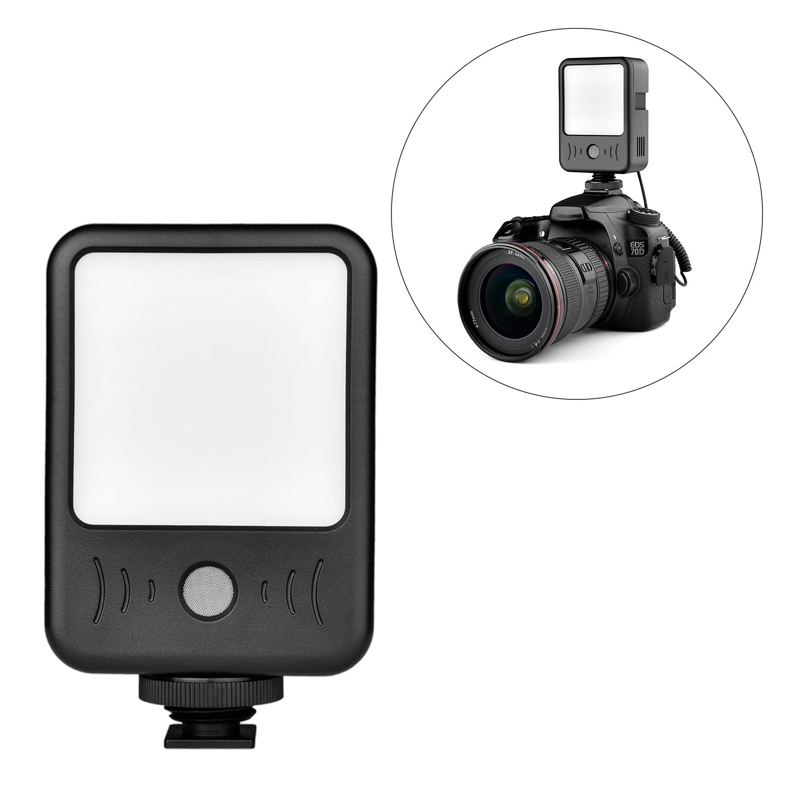 구매 미니 49x LED 비디오 라이트 마이크 녹음 충전식 배터리 화상 회의 원격 작동 라이브 스트리밍 인터뷰