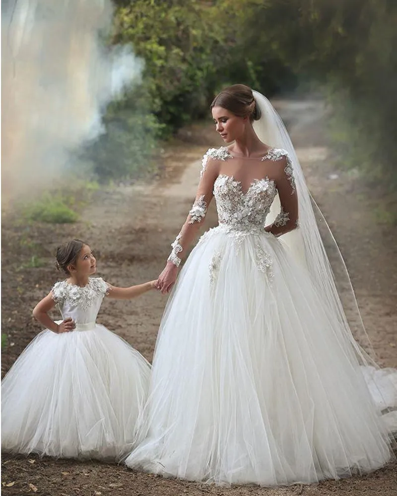 Бальное платье для девочек из тюля Ever Pretty Белое ручной работы с 3D цветами со