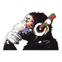 creativethinker monkey headphones design wall art graffiti car sticker accessories vinyl pvc 15cm12cm car styling decal