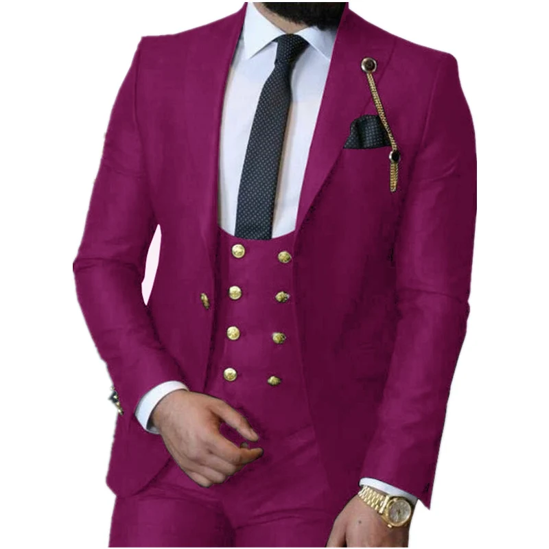 

Handsome One Button Groomsmen Peak Lapel Groom Tuxedos Men Suits Wedding/Prom Best Blazer ( Jacket+Pants+Vest+Tie) B311